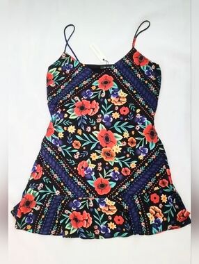 NWT! Summer Photo Floral Mini Boho Print Women's Resort Club Party Dress Medium